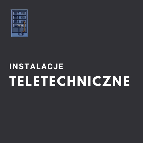 Instalacje teletechniczne – grafika promocyjna firmy K2 Instal z ikoną szafy serwerowej